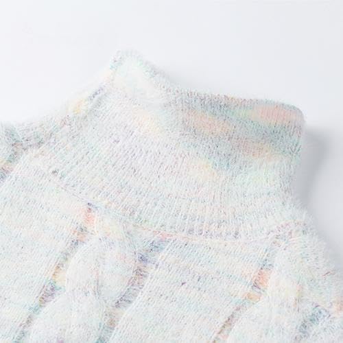 Girls Cotton Knit Sweater, Crew Neck, Long Sleeve, Winter Pullover Multicolor2
