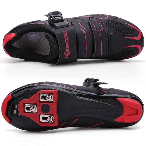 Image of Mens Womens Cycling Shoes Compatible with Peloton Bike Indoor Outdoor Road Bike Riding Shoes with Look Delta Cleats Pre-Installed Clip in Pedal