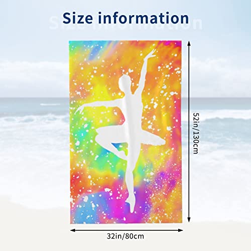 Tie Dye Ballet Gymnastics Girl Beach Towel Microfiber Sand Free Beach Towels Oversized Quick Dry Bath Towels Pool Swim Towels Travel Beach Blanket For Kids Adults Beach Vacation Essentials 32X 52 In #TOP3