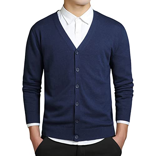 Pull cardigan basique hommes col V boutonné anti-froid léger