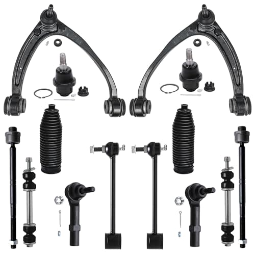 Image of Detroit Axle - 14pc End Kit for Chevy GMC Suburban Yukon XL 1500 Avalanche Tahoe Cadillac Escalade 2 Front Upper Control Arms 4 Front Rear Sway Bars 2 Lower Ball Joints 4 Tie Rods 2 Boots Replacement
