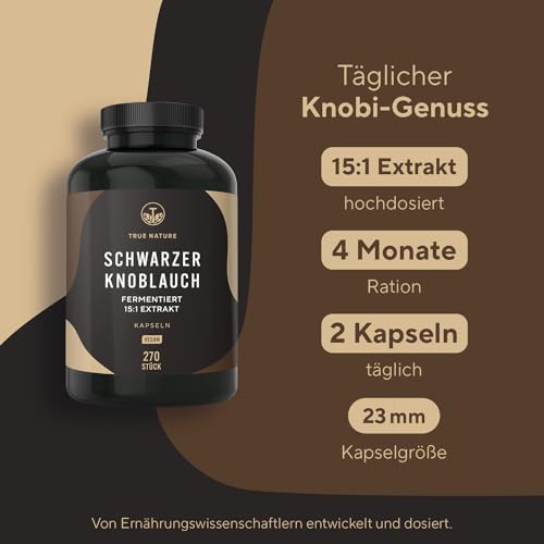 Schwarze Knoblauch Kapseln von True Nature – 270 Kapseln