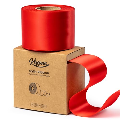 Keypan Red Wide Satin Ribbon, 2.5 Inches, 25 Yards