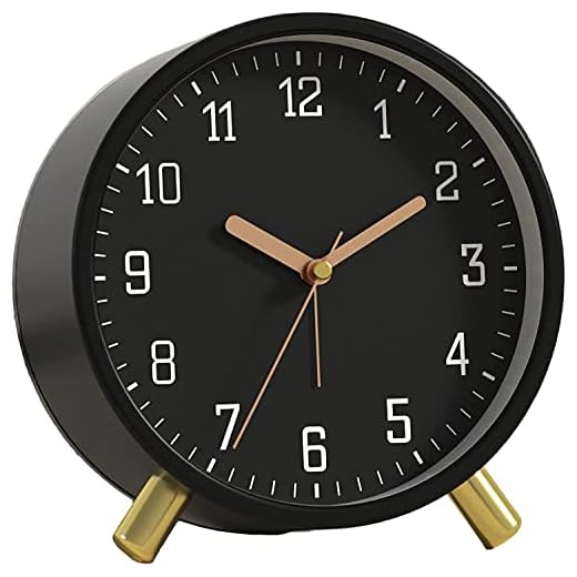 SHISEDECO Alarm Clock with Backlight, 4 . 5 inches Bedside Analog Non Ticking Silent Small Desk
