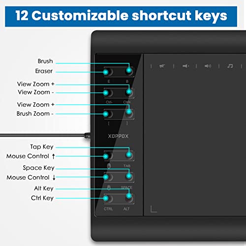 Xoppox Graphics Drawing Tablet 10 X 6 Inch Large Active Area With 8192 Levels Battery-Free Pen And 12 Hot Keys thumb #6