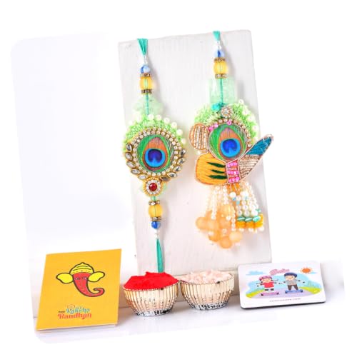 Image of CraftVatika Rakhi Set for Brother and Bhabhi, Rakhi for Brother, Bhaiya Bhabhi Rakhi Set of 2, Rakshabandhan Magnet Gift Combo for Bhaiya Men Brother, Fridge Magnet for Home Decor
