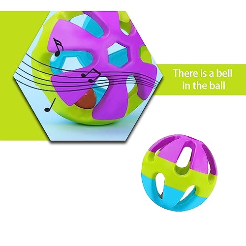 YanHLQJY 4 Pack Cat & Parrot Toys - Colorful Bird Balls with Bell for Small Pets, Blue - Image 3