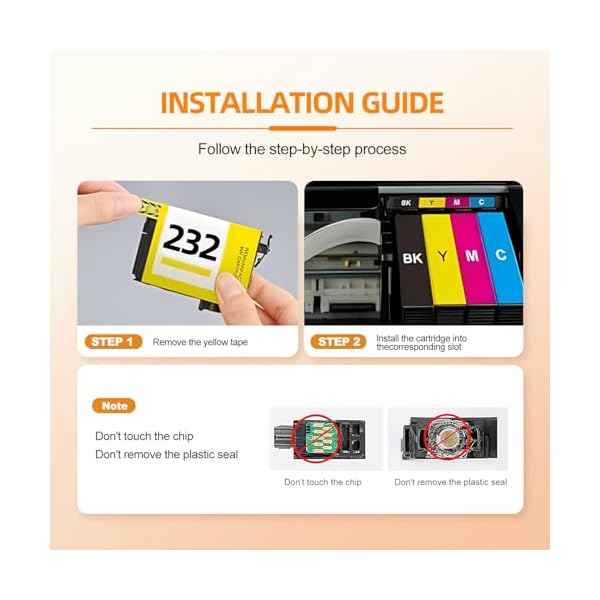 Remanufactured Ink Cartridges Replacement for Epson 232XL 232 Ink Cartridge Combo Pack Work with Epson XP-4200 XP-4205 Workforce WF-2930 WF-2950 (5Pack, 2 Black, Cyan, Magenta, Yellow) - Image 5
