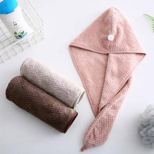 Cabilock 3 Peças Toalha De Cabelo Envoltório Turbante Chapéu De Cabelo Seco Toalha De Cabelo De Micr