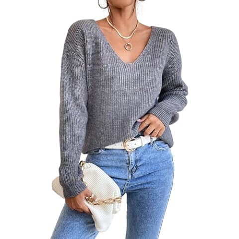 Husmeu Women's V-Neck Lace Sweater Cover