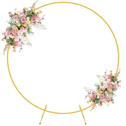 Image of Fomcet 6ft Round Backdrop Stand Gold Circle Arch Metal Wedding Arch | Circle Backdrop Stand Round Arch Stand Balloon Arch Frame for Wedding Ceremony Birthday Party Baby Shower Bridal Decorations