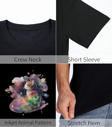 Men's 100% Cotton Short Sleeve T-Shirts Animal Inkjet Print Loose Fit Crew Neck Tops Cool Graphic4