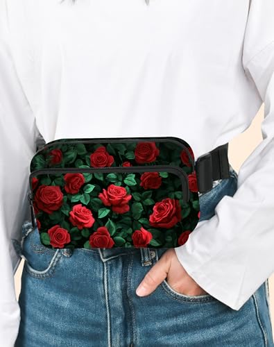 Image of Rose Fanny Pack for Women Belt Bag Fashion Everywhere Waist Pouch Lightweight Crossbody Bags with Adjustable Strap