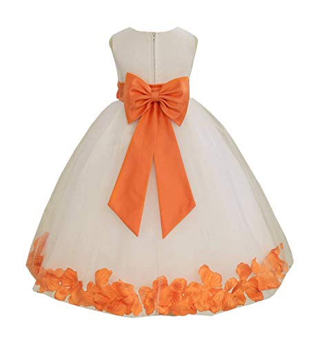 White Tulle Rose Floral Petals Toddler Flower Girl Dresses Bridal Gown 302T 6