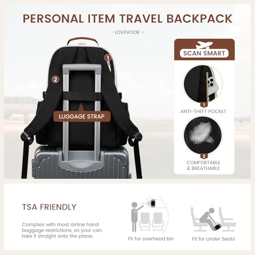 Image of LOVEVOOK Laptop Backpack for Women with Pouch Pocket for Large Capacity Cup,15.6 Inch Teacher Nurse College Work Travel Backpack Purse,Waterproof Laptop Computer Bags,Grey-Black-Brown+Diamond-shaped