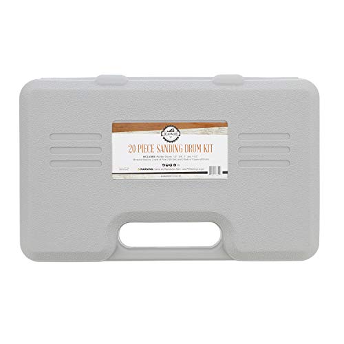 DCT 1/4 Inch Drive Drill Press Sanding Drum Kit - Rubber Sanding Drums (0.5-1.5 Inch) and Spindle Sander Sleeves, 20pc