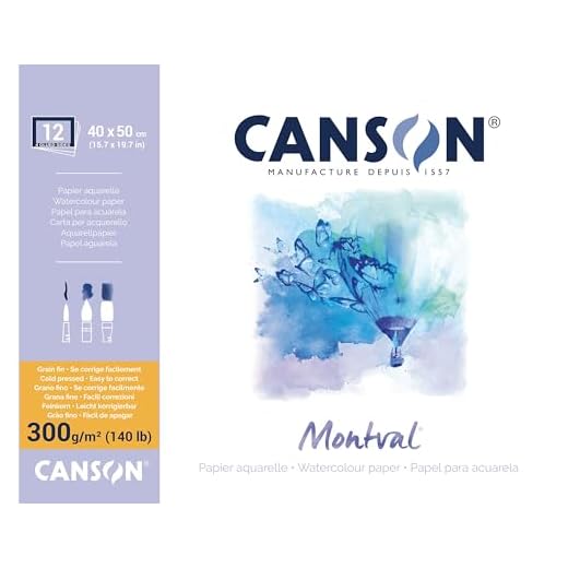 Bloc Encolado a 4 Lados, 40x50 cm, 12 Hojas, Canson Montval, Grano Fino 300g
