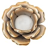 UKCOCO Rosenförmiger Keramik Kerzenständer Dekorativer Blumenleuchter Zarter Tischkerzenhalter für Romantische Wohn und Festdekoration