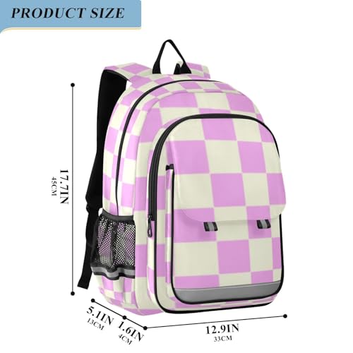 c backpack for kids 8-12: adjustable bookbag for book bags for teenage girls boys in assorted colors - Violet Beige Checker Plaid2