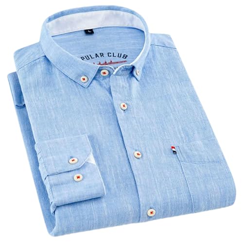 Chemise boutonnée manches longues homme en coton et lin pour l'été