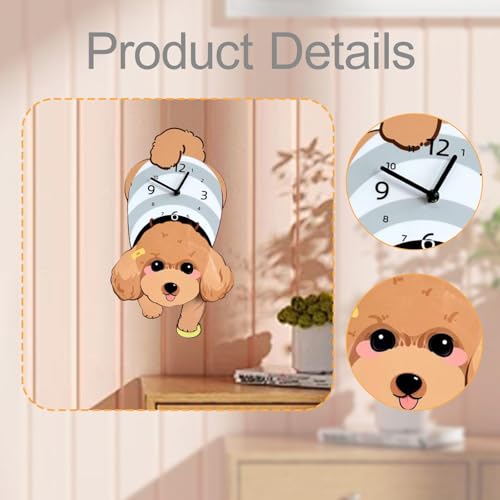 Horloge murale mignonne chien silencieuse jaune pour bureau - 3