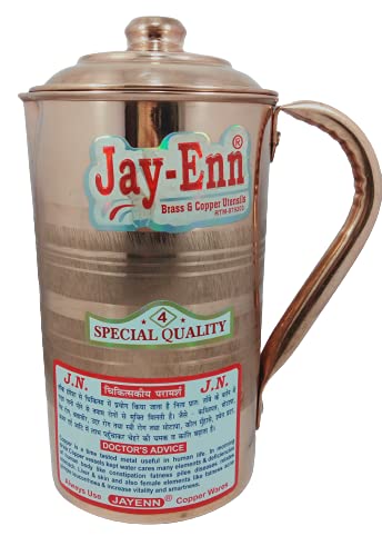 Zubaida Nauticals Indian Ayurveda Copper Water Jug Pitcher -Jay - ENN Pure Copper Pitcher Jug for Storing Drinking Water
