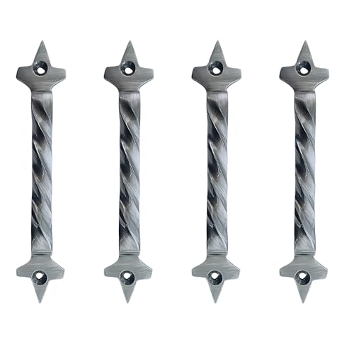 Image of Mix&Match Cast Iron Twisted Handle - 6 Inch Antique Black Finish | Rope Style Cabinet, Wardrobe, Cupboard & Furniture Door Handle | Pack of 4 Pcs with Screws