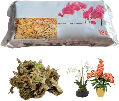 KASTWAVE 12L Natural Dried Long Fiber Sphagnum Moss - Premium Compressed Moss for Plants Ideal for Orchid Repotting Succulent & Sarracenia Potted Plants (Suitable for Reptiles Too)