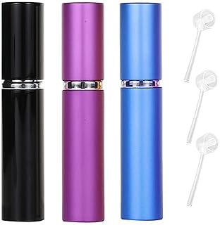 ZHIYE 5ML Perfume Atomiser Spray Bottle, 3 Pieces Refillable Refilling Travel Size Perfume Bottles in Pocket & Handbag Black & Purple & Blue