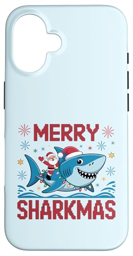 Merry Sharkmas AO[Z[^[ T^ CfBO V[N Cgt X}zP[X iPhone 16 p