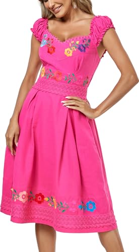 Image of Women's Mexican Dress Embroidered Causal Lace Party Dress