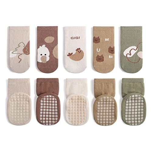DRESHOW Bebés Calcetines Antideslizantes Calcetines de Tripulación de Tobillo con Agarres Calcetines de Algodón de Dibujos Animados para Bebé Niñas Niños