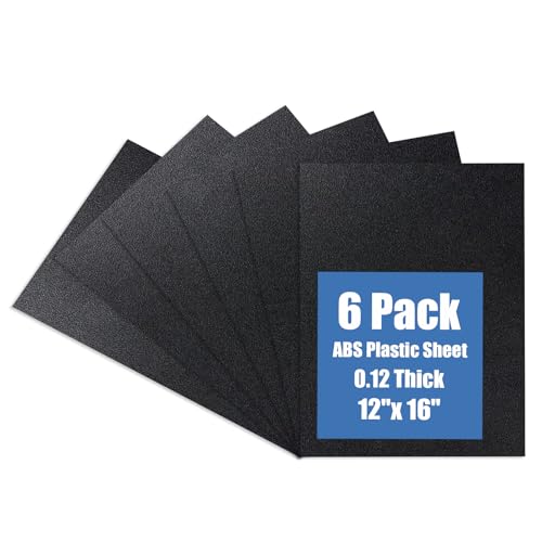 Image of Plastic Sheet 12 inch x 16 inch x 0.125 inch, Black PVC Board Flexible Moldable Impact Strength and High Tensile 1 /8 inch Thick (3mm) for Crafts Materials Home Decor and Handicrafts, Abs Plastic Sheets 6 Pack