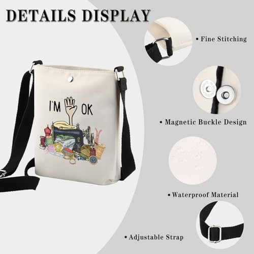 Image of GJTIM Quilting Themed Gift Sewing Gift Sewing Storage Bag Stitching Makeup Bag For Quilters Seamstress Tailors Sewing Lovers (OK Sewing CB)