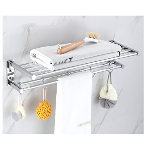 Support de serviette en cuivre mural avec étagère double et crochets pour douche
