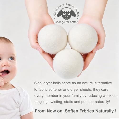 Image of Budieggs Wool Dryer Balls XL 6-Pack, 100% New Zealand Wool Handmade | Chemical-Free Natural Fabric Softener Reusable, Reduces Wrinkles, Tangling, Drying time & Static Cling, Lasts 1000+ Loads