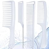 SALONSILK Combs for Women and Men, 4PCS Translucent Professional Comb Set, Wide Tooth Rat Tail Fine Tooth Set for All Hair Types