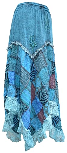 Gheri Womens Patchwork Bohemian Lace Hem Cotton Pixie Skirt2