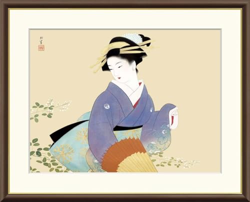 10年保証 絵画 版画 萩の露 上村松園 手彩仕上 高精細巧芸画 F8