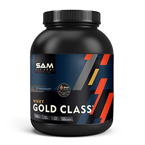 Image of SamFit Pro Gold Class Whey Protein | Chocolate | 2 Kilogram | 24 Gram Protein per Scoop | USA Made Whey| 0g Trans Fat | Keto Friendly Protein Powder, For Fat loss and Maintaining Lean Muscles|