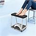 choayun Pedicure Foot Rest, Metal Rolling Pedicure Stool Chair with Storage Shelf & Lockable Wheels, Non-Slip Manicure Footrest with Soft Cushion for Salon Spa Beauty Foot Nail (Black)