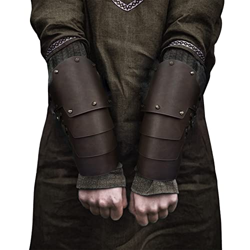 HiiFeuer Medieval Faux Leather 4 Layers Bracers Arm Armor, Middle Ages Mercenary Gauntlets - Image 4