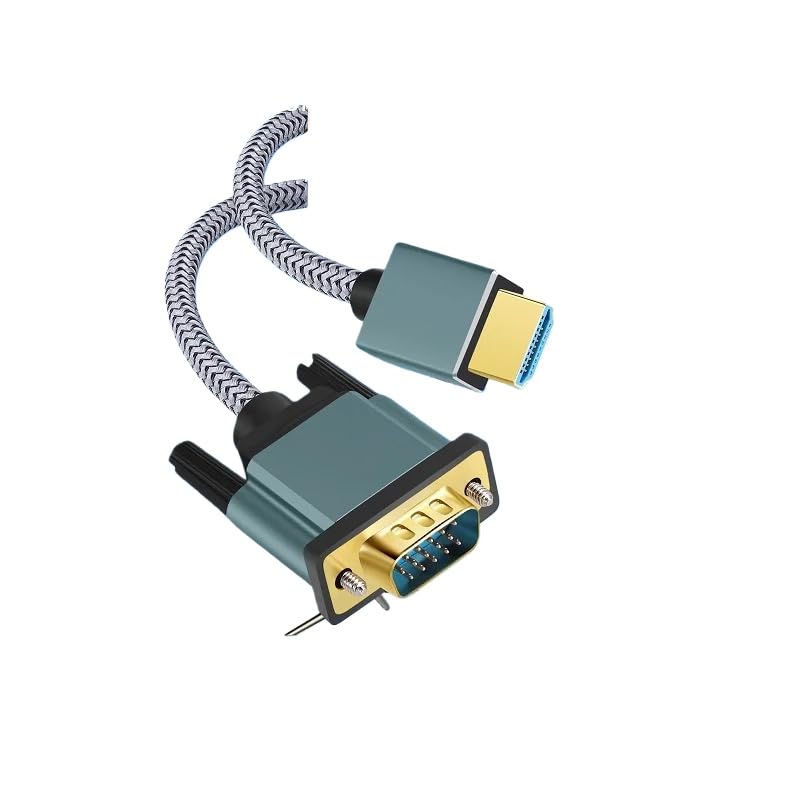Câble HDMI vers VGA, coque en alliage d'aluminium, nylon tressé plaqué or, compatible avec les ordinateurs, ordinateurs portables, projecteurs (300 cm)