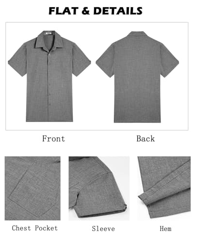 Image of COOFANDY Men's Button Down Shirts Short Sleeve Casual Shirts Summer Beach Linen Shirts with Pocket