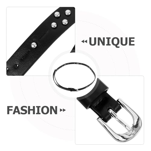 BESPORTBLE Punk Studded Belt: Fake Leather Skinny Belt Retro Punk Thin Rivet Waistband for Dresses Jumpsuits and Vintage Rock Style Looks3