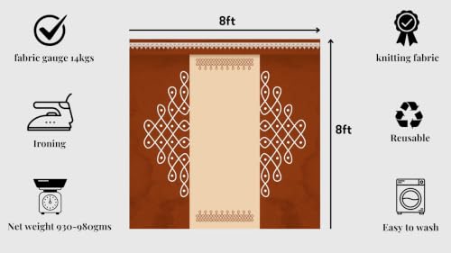 Image of kollam Backdrop Cloth for Decoration Pooja | Traditional South Indian Muggu Backdrop for Home Puja, Festival and Housewarming | varalakshmi Pooja Decoration Cloth 8x8 feet