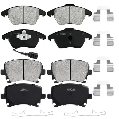 ABROML Front Rear Ceramic Disc Brake Pads Set Fit for VW