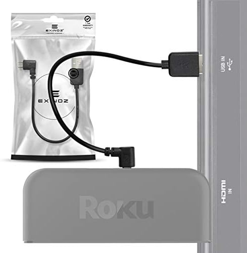 EXINOZ Power Cable for Roku Streaming Stick. Roku Cable Designed to Power Your Roku Streaming Stick from Your TV USB Port. (1 Pack, Roku Express)