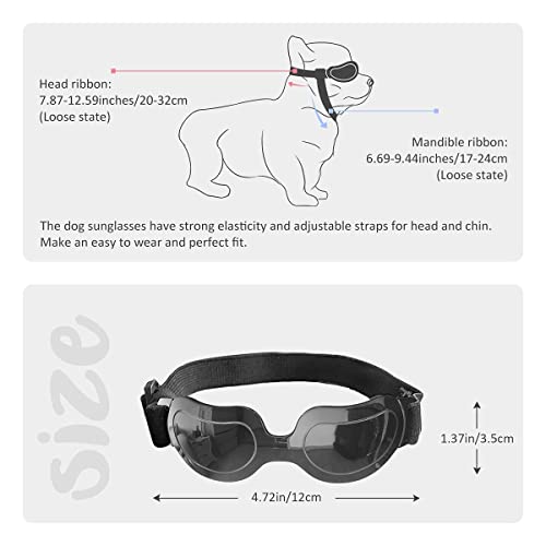 Pedomus Dog Sunglasses Small Dog Goggles Doggles Dog Glasses For Small Dogs Adjustable Band Black #TOP4
