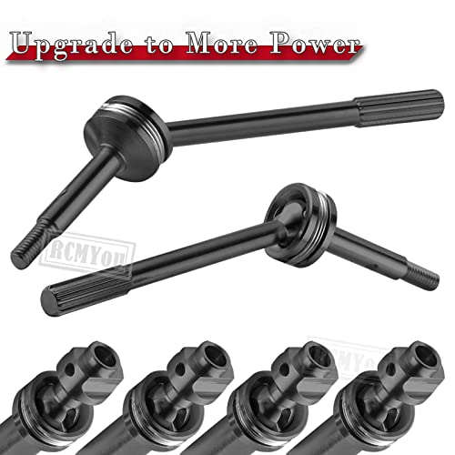 Rcmyou Rc Stainless Steel Drive Shaft Cvd For 1/10 Slash Vxl 4X4,Rustler Vxl 4X4,Stampede Vxl 4X4,Hoss Vxl 4X4 4Wd,4Pcs Front Rear #45 Upgrades Part Axles With Hex,Black #TOP2